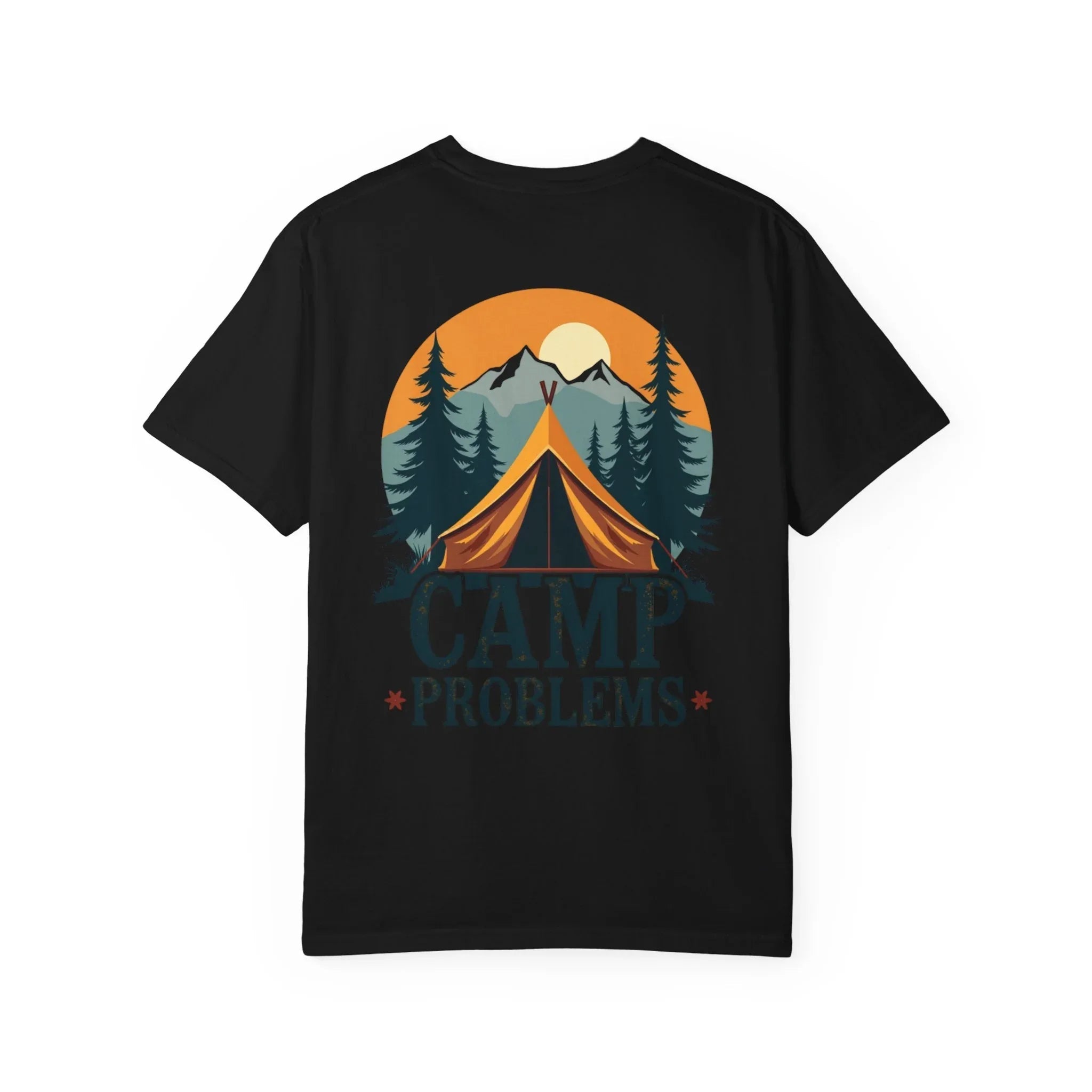 Camp Problems Shirt, Funny Camping Tent Tee, Mountains Forest Graphic T-Shirt, Campfire Hiking Outdoors Gift, Vintage Nature Black