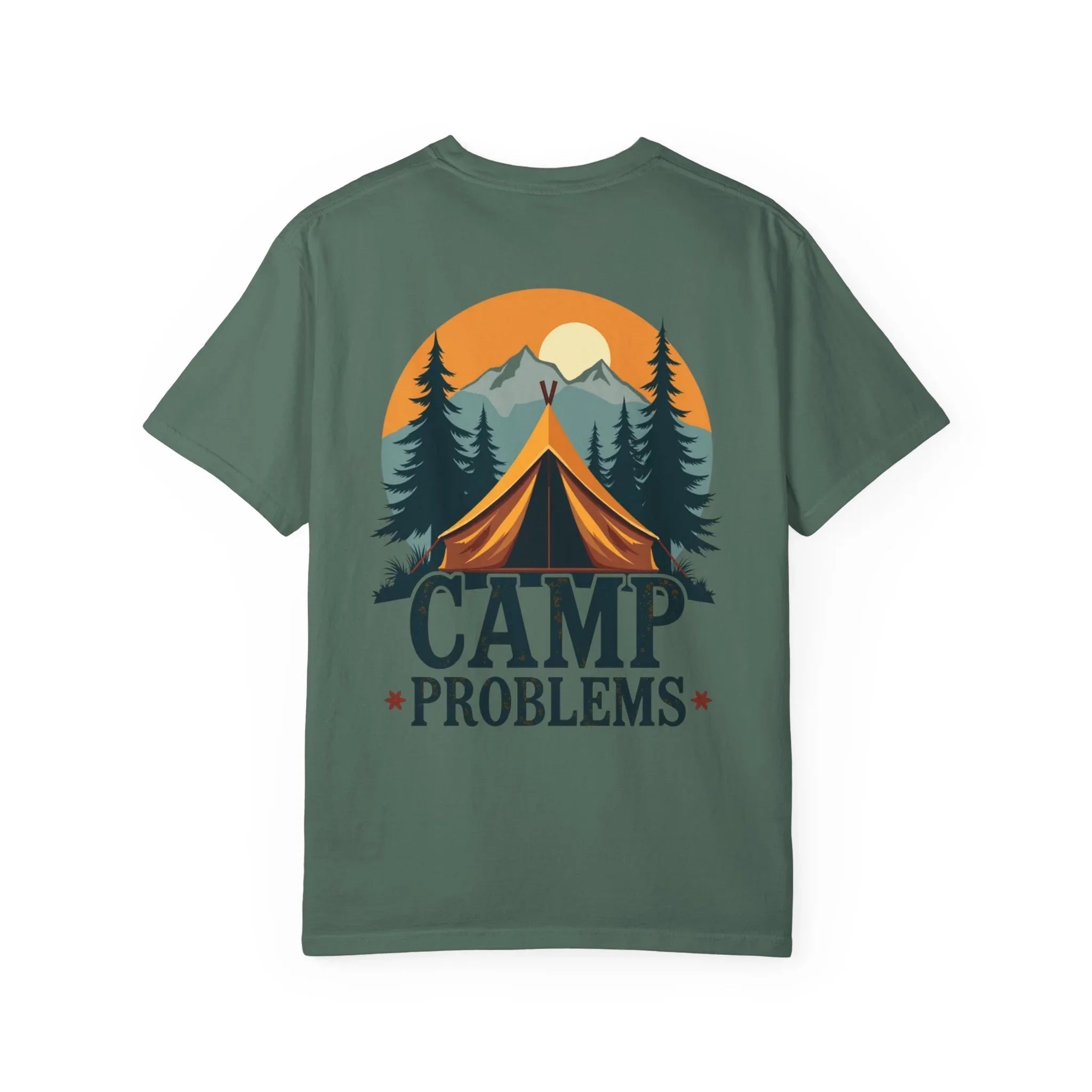 Camp Problems Shirt, Funny Camping Tent Tee, Mountains Forest Graphic T-Shirt, Campfire Hiking Outdoors Gift, Vintage Nature Blue Spruce