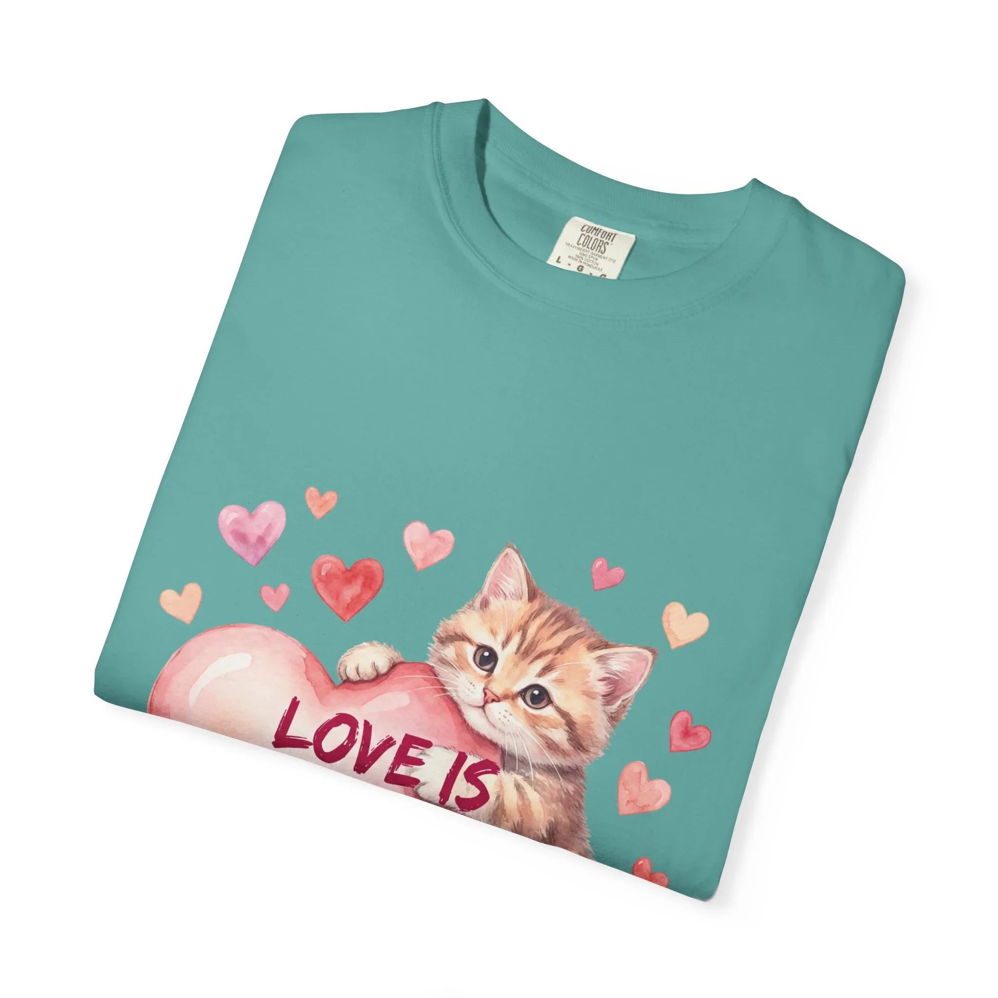 Cat Heart T-Shirt | Love Is An Adventure With You Cute Kitten Valentine Graphic Tee