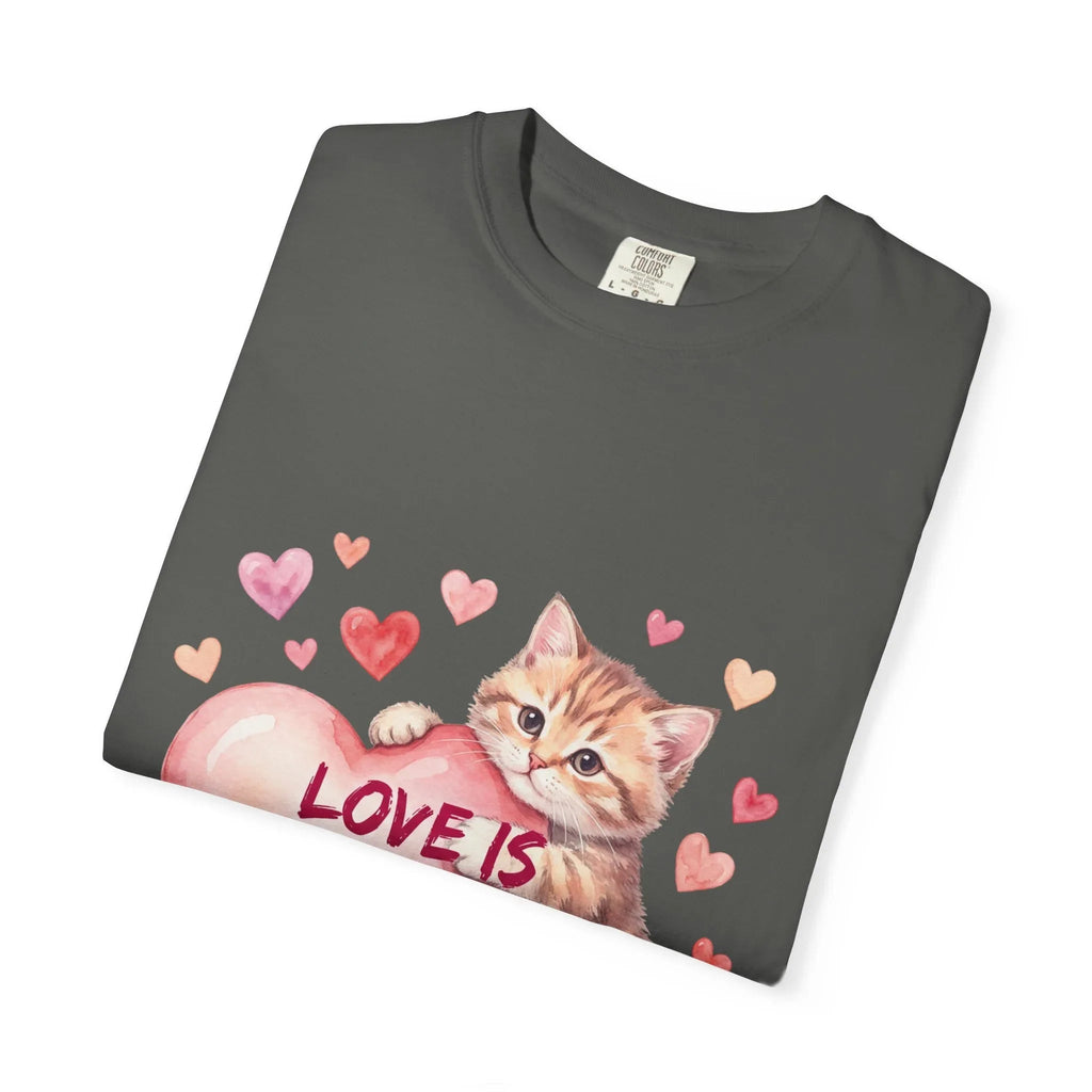 Cat Heart T-Shirt | Love Is An Adventure With You Cute Kitten Valentine Graphic Tee