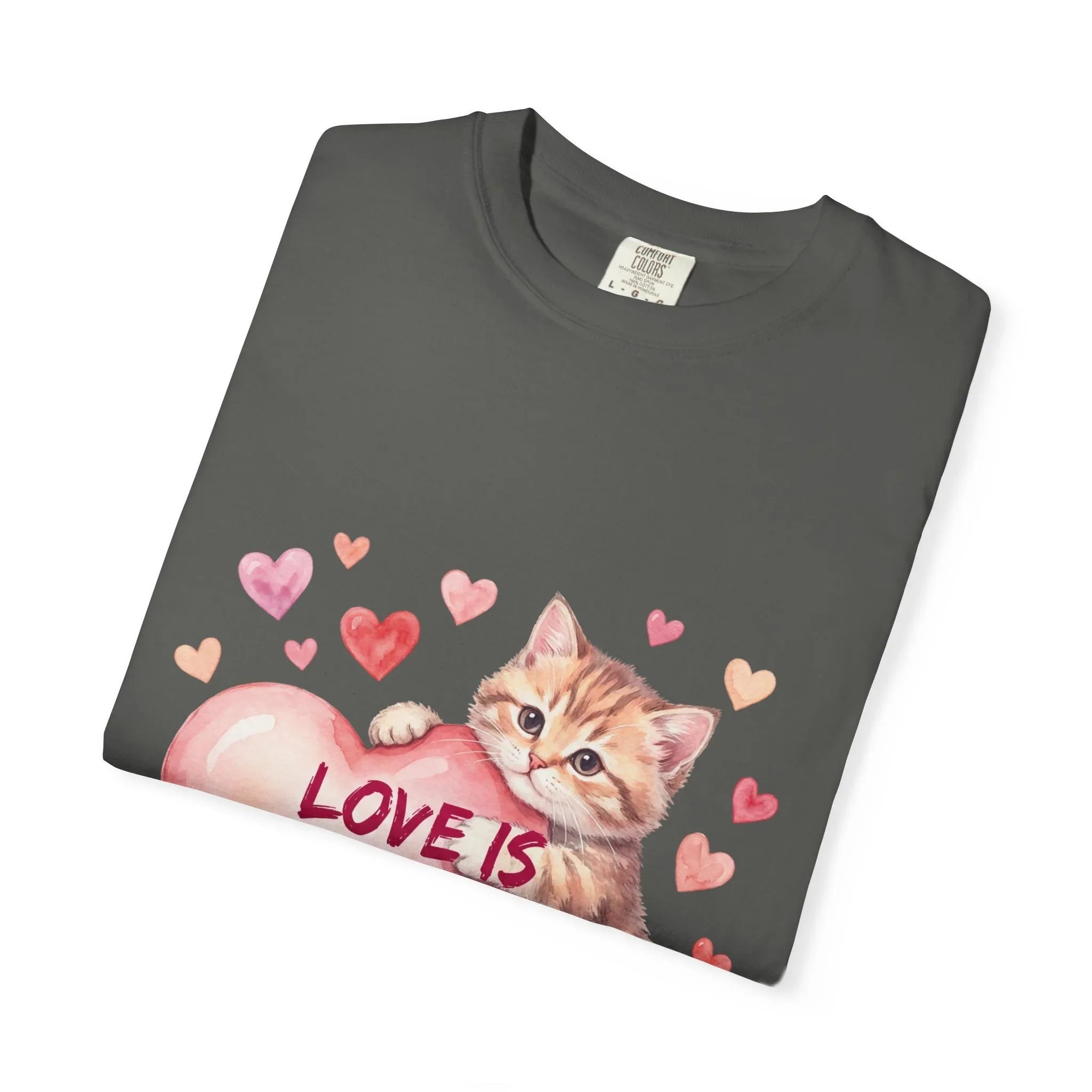 Cat Heart T-Shirt | Love Is An Adventure With You Cute Kitten Valentine Graphic Tee