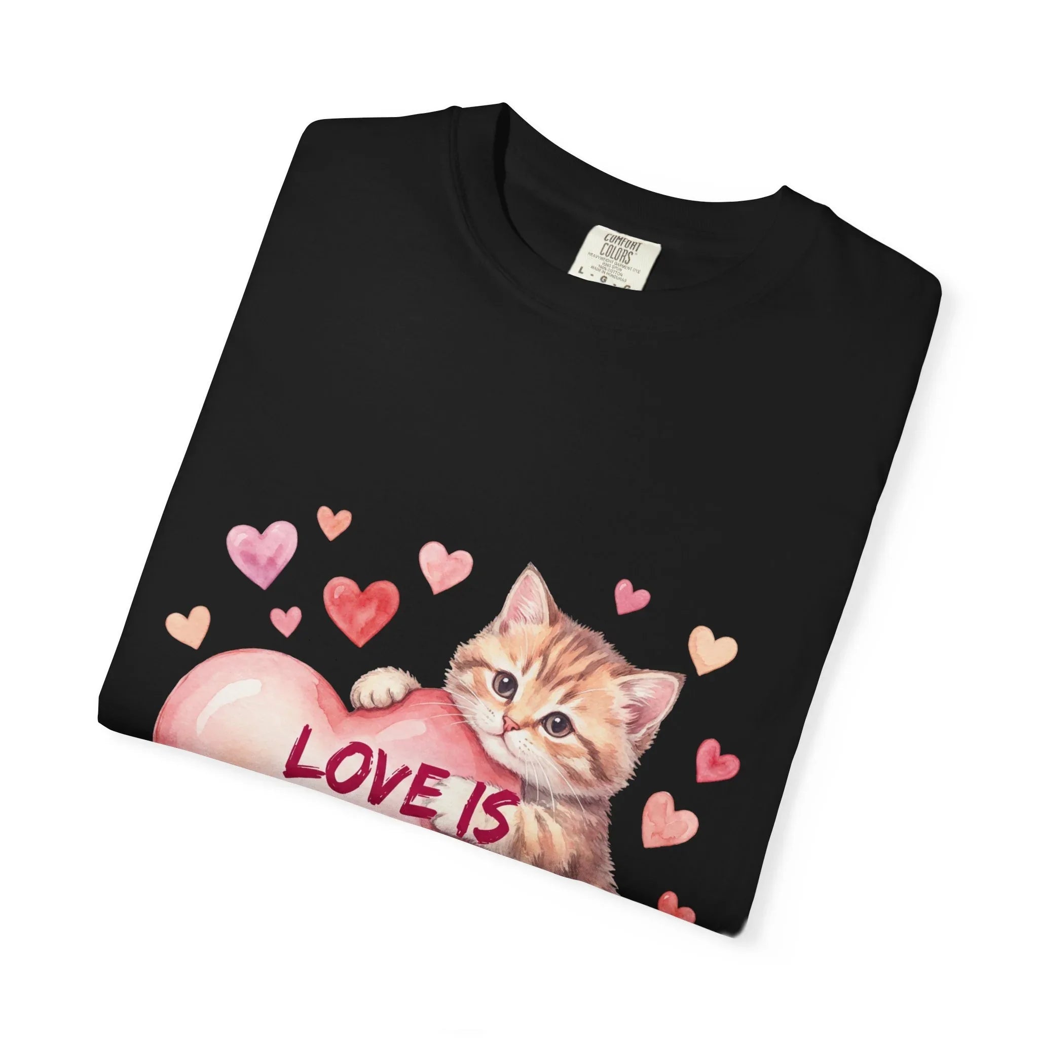 Cat Heart T-Shirt | Love Is An Adventure With You Cute Kitten Valentine Graphic Tee