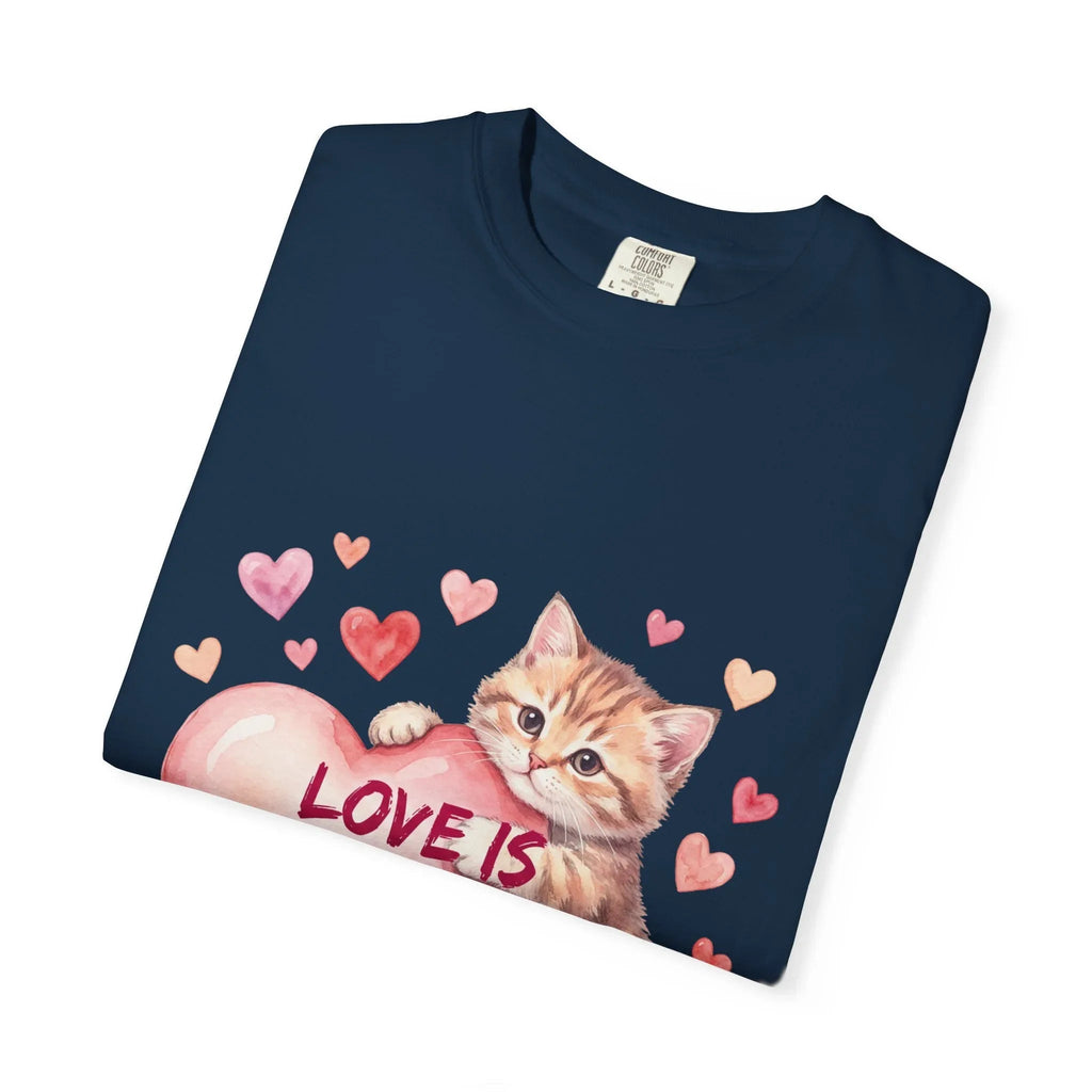 Cat Heart T-Shirt | Love Is An Adventure With You Cute Kitten Valentine Graphic Tee