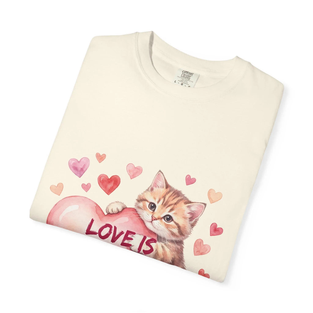 Cat Heart T-Shirt | Love Is An Adventure With You Cute Kitten Valentine Graphic Tee