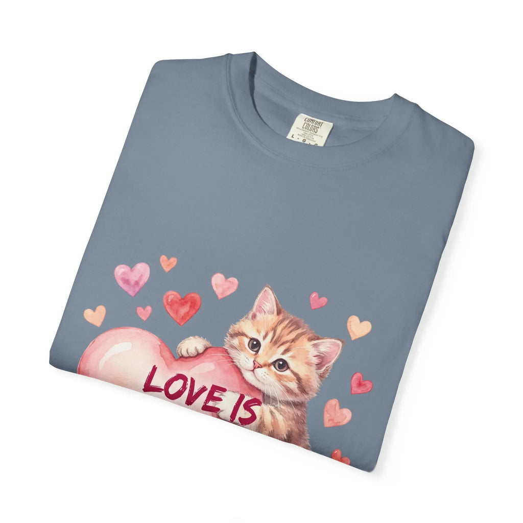 Cat Heart T-Shirt | Love Is An Adventure With You Cute Kitten Valentine Graphic Tee