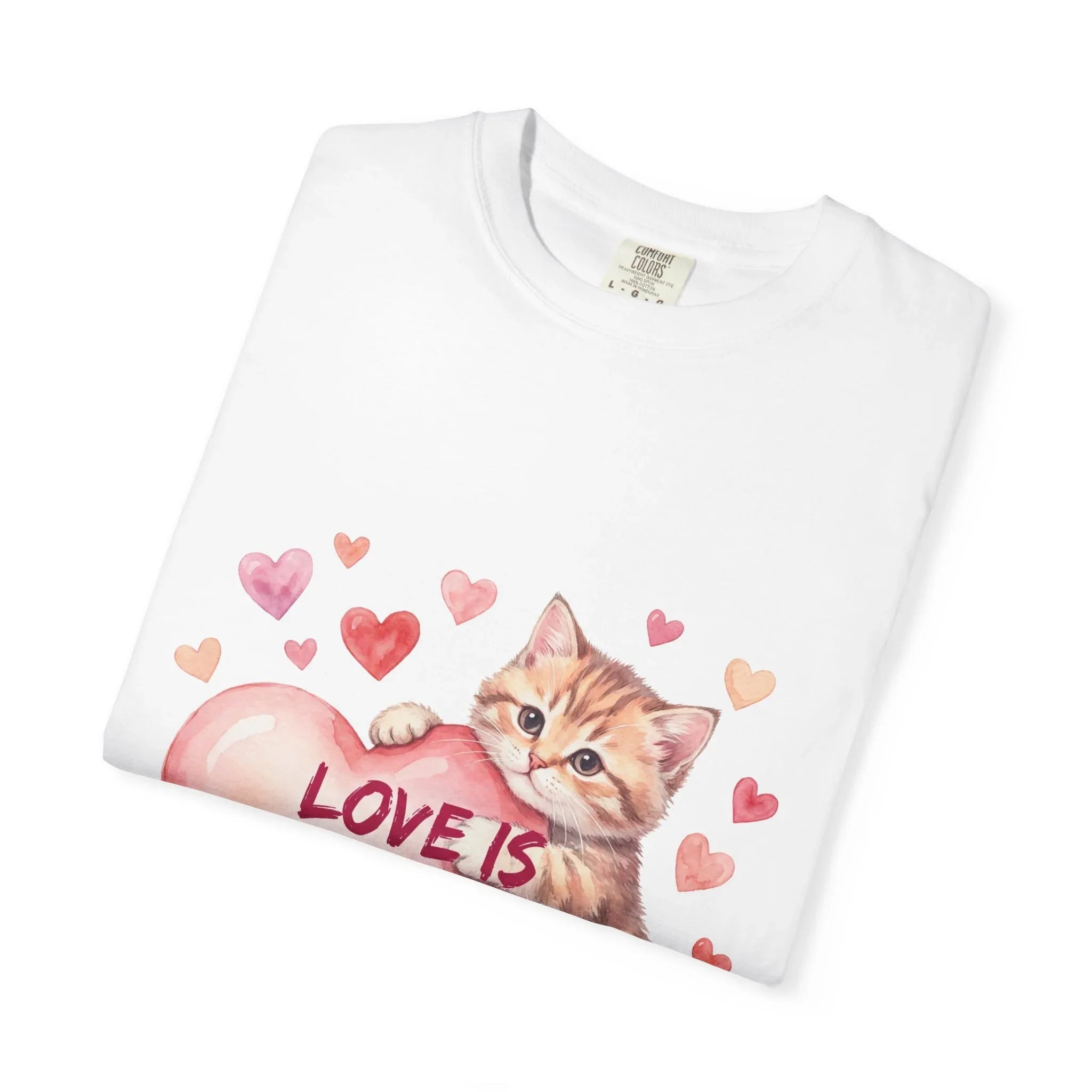 Cat Heart T-Shirt | Love Is An Adventure With You Cute Kitten Valentine Graphic Tee