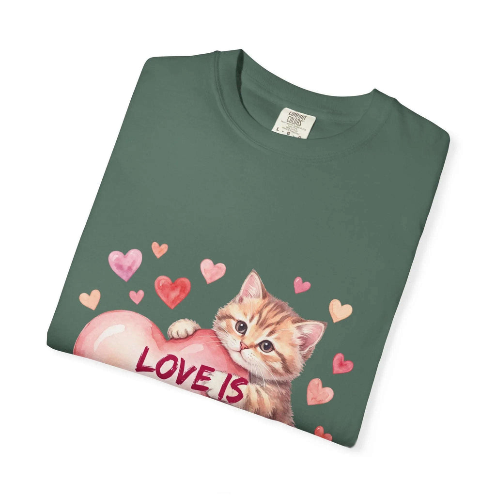 Cat Heart T-Shirt | Love Is An Adventure With You Cute Kitten Valentine Graphic Tee