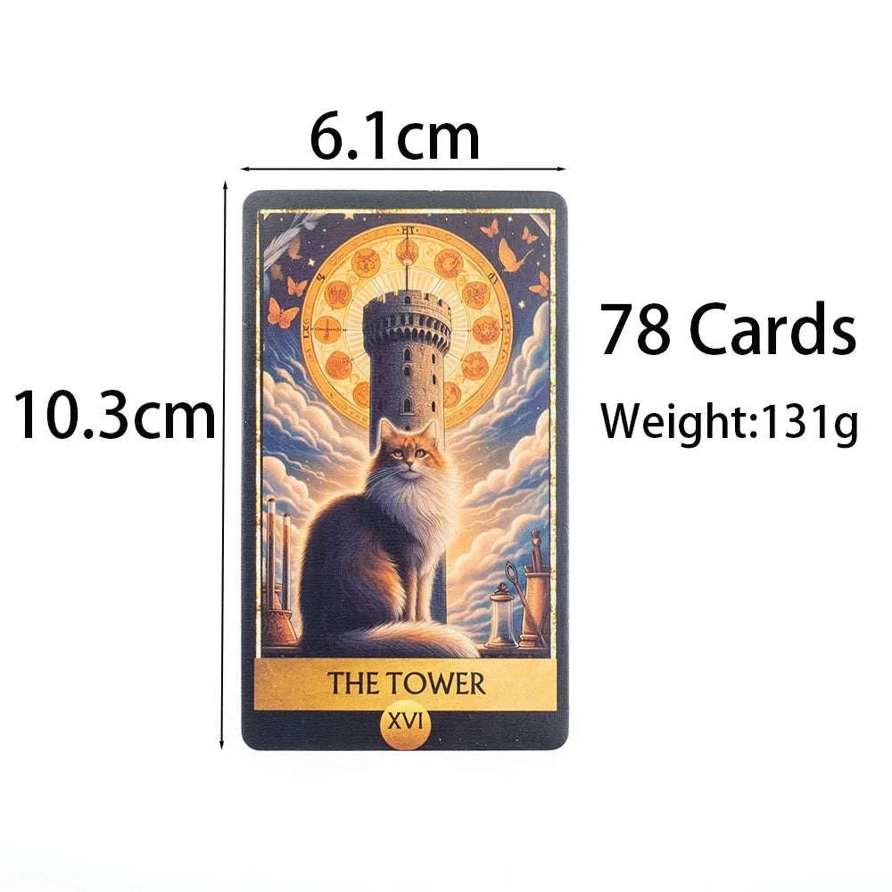 Cat Tarot Card Deck - 78 High-Quality Cards for Fun Fortune Telling and Family Gatherings
