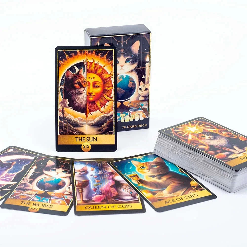 Cat Tarot Card Deck - 78 High-Quality Cards for Fun Fortune Telling and Family Gatherings TK13K