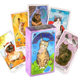Cat Tarot Deck – 78 Delightful Cards Combining Whimsy, Humor, and Classic Tarot Wisdom, Compact 10.3 x 6 cm