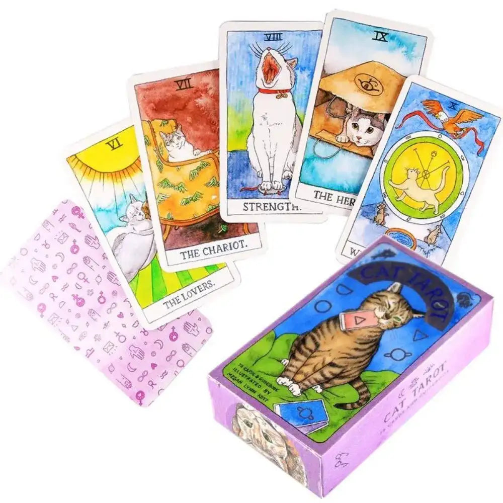 Cat Tarot Deck – 78 Delightful Cards Combining Whimsy, Humor, and Classic Tarot Wisdom, Compact 10.3 x 6 cm