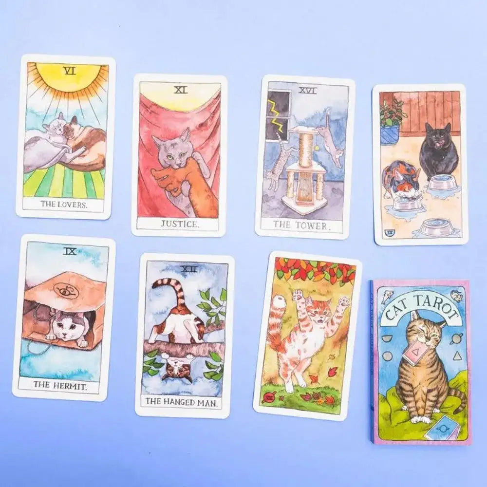 Cat Tarot Deck – 78 Delightful Cards Combining Whimsy, Humor, and Classic Tarot Wisdom, Compact 10.3 x 6 cm