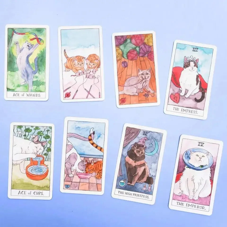 Cat Tarot Deck – 78 Delightful Cards Combining Whimsy, Humor, and Classic Tarot Wisdom, Compact 10.3 x 6 cm