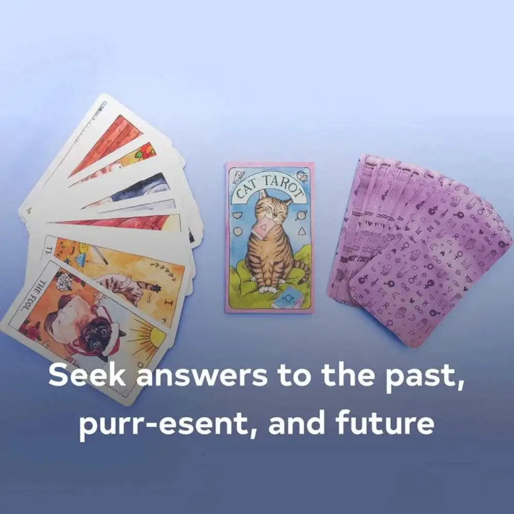 Cat Tarot Deck – 78 Delightful Cards Combining Whimsy, Humor, and Classic Tarot Wisdom, Compact 10.3 x 6 cm