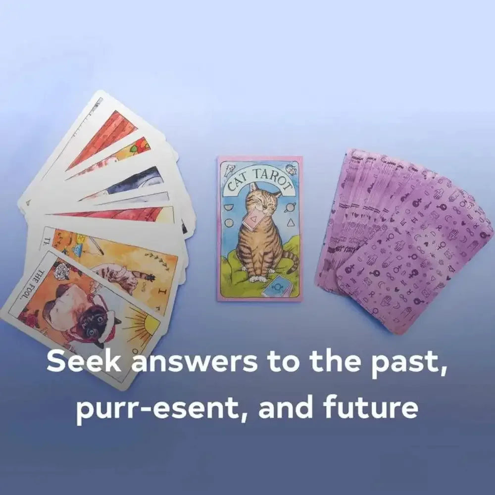 Cat Tarot Deck – 78 Delightful Cards Combining Whimsy, Humor, and Classic Tarot Wisdom, Compact 10.3 x 6 cm