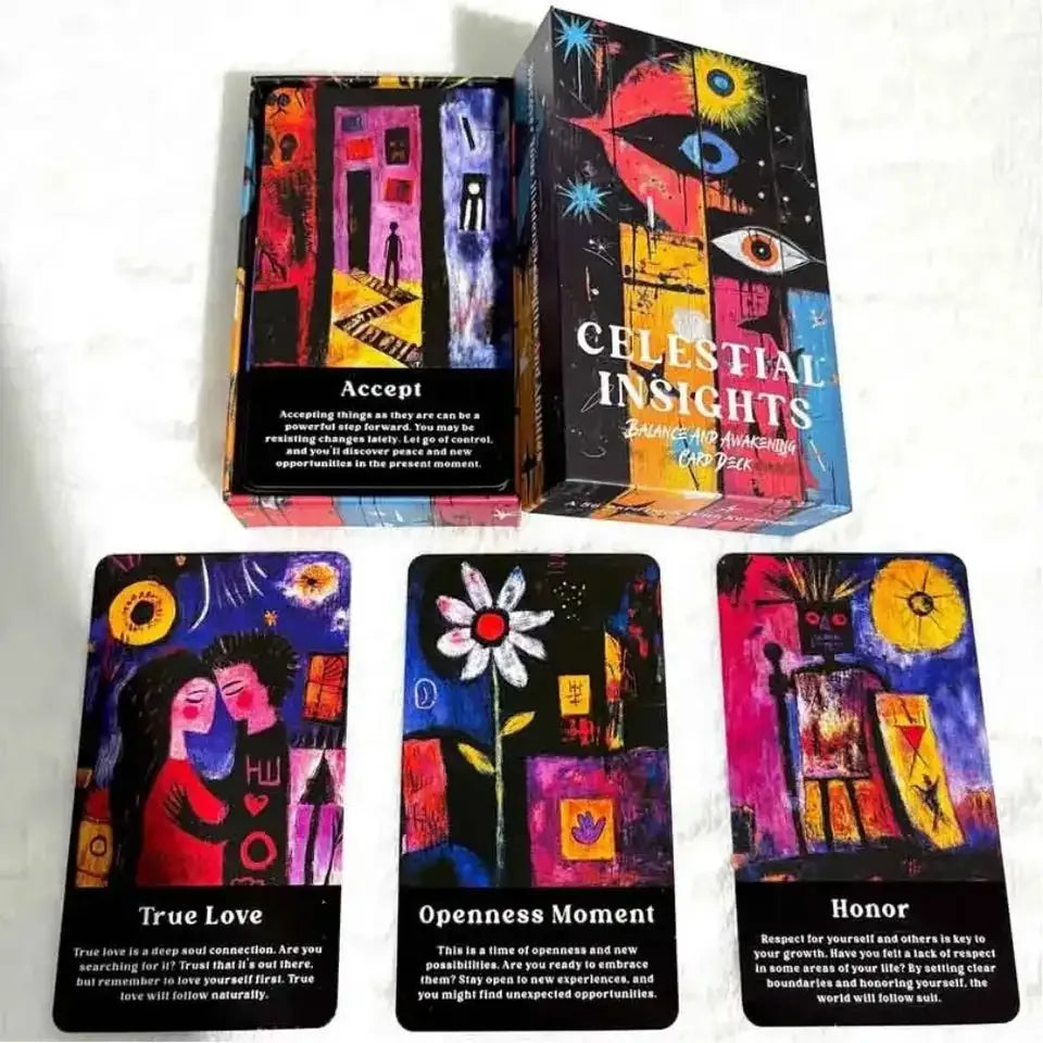 Celestial Insights Oracle Cards – 56-Piece Deck for Balance, Awakening & Spirit Guidance, Compact 12 x 7 cm