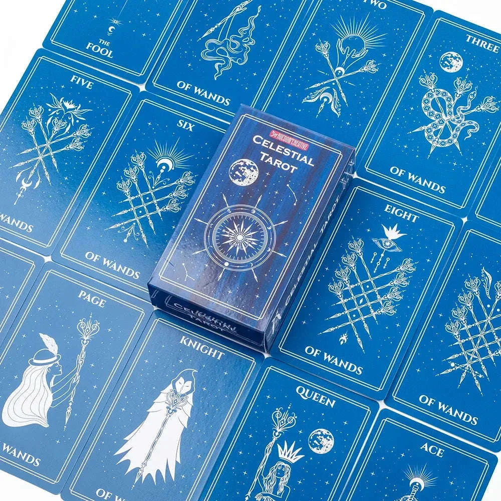 ✨ Celestial Tarot Deck – 78 Cards | Cosmic & Mystical Divination Deck | Zodiac & Astrology Inspired | Compact 10.3 x 6 cm Size | Board Game & Meditation Use | English Guidebook Included