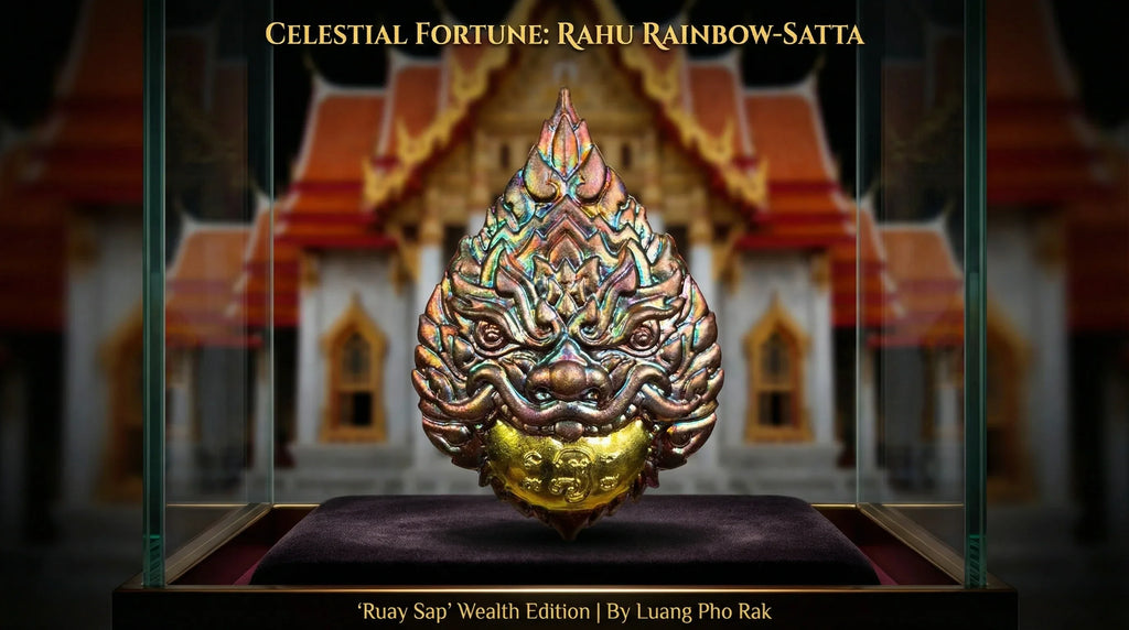 🌑🌈 Celestial Fortune: The Rahu Rainbow-Satta Wealth Talisman – Sacred Eclipse Mask Edition (Limited 399 Pcs) by Luang Pho Rak