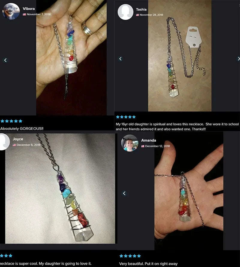 ✨ Chakra Balancing Quartz Necklace – Spiritual Healing Jewelry for Energy Alignment and Wellness