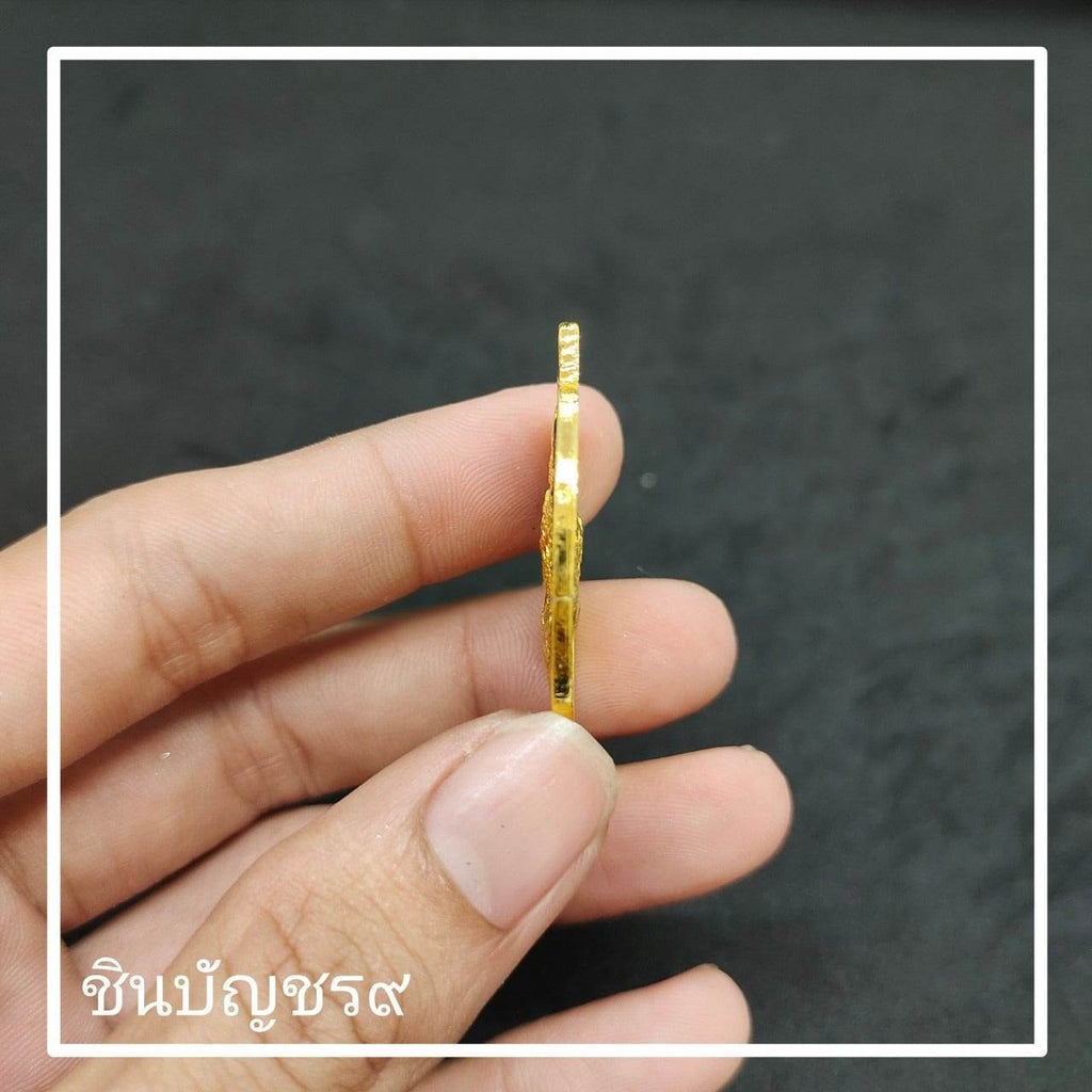 Thao Wessuwan Wealth Coin - Black Enamel Amulet from Wat Nakwisai (Phichit)