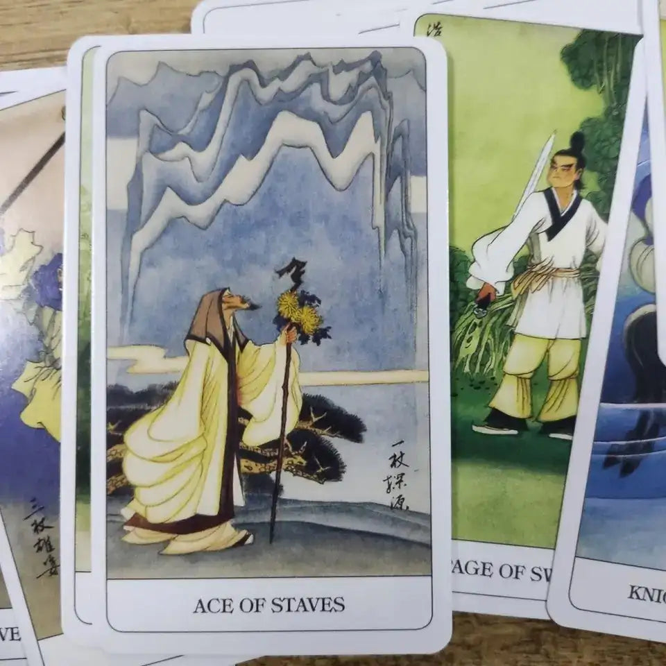 Chinese Tarot Deck – 78 Cards | Compact 10.3 x 6 cm | Traditional Rider Waite Style with Chinese Cultural Themes