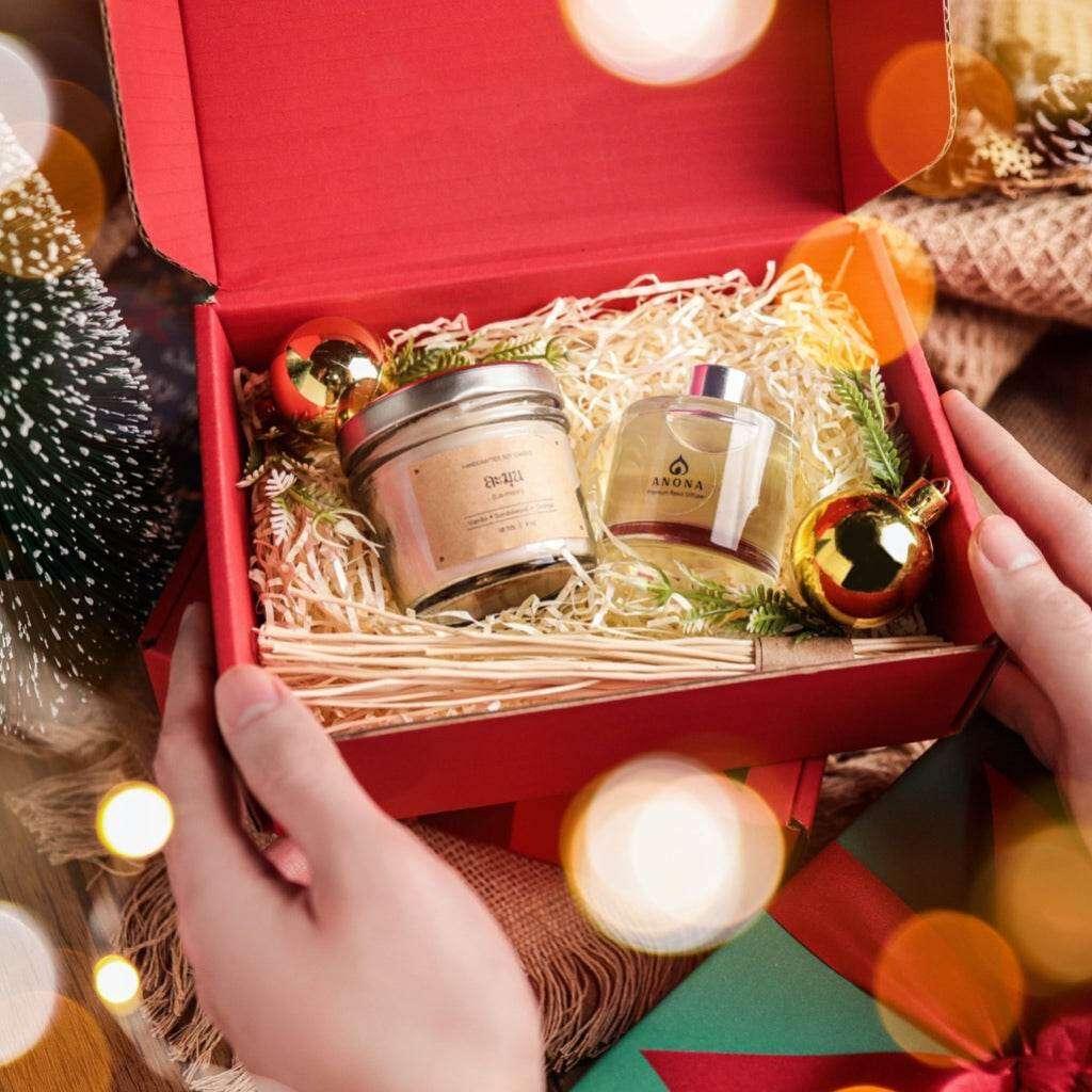 Christmas Aromatherapy Gift Set with Candle & Diffuser for Holiday Relaxation