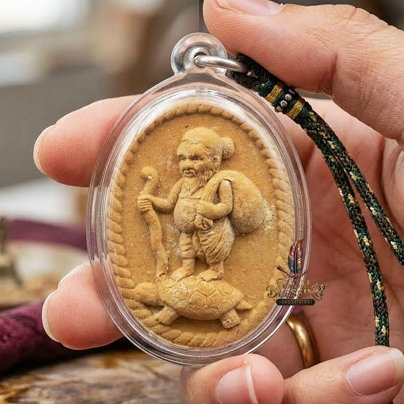 Chu Chok Thai Amulet Protection talisman good luck charm spiritual jewelry Sacred Chu Chok Rich Beggar Deity Brown Charm Herb Powder