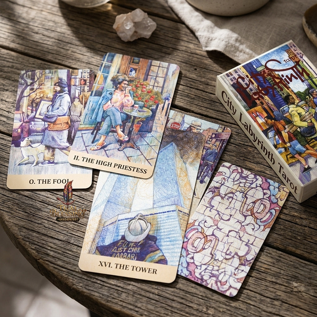 City Labyrinth Tarot Deck - Urban New York 2000s Life Pen-Art Edition Hand-Drawn by Dmytro Ryzhak for Intuitive Readings, Modern Divination & Tarot Collectors