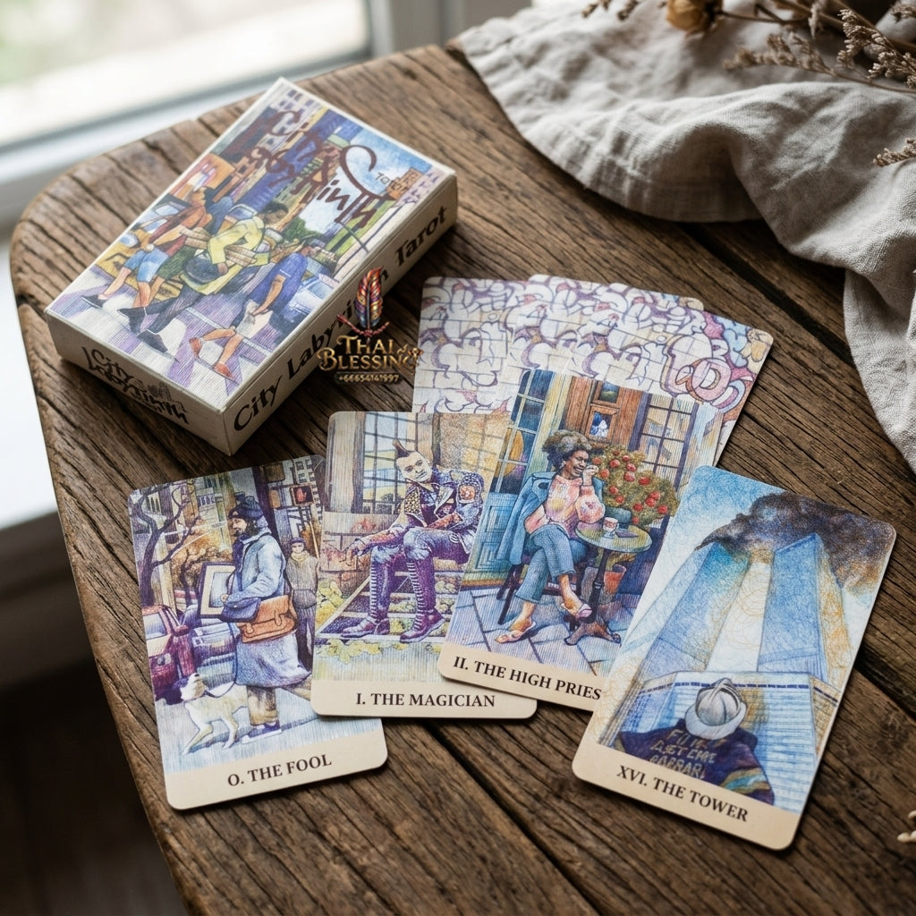 City Labyrinth Tarot Deck - Urban New York 2000s Life Pen-Art Edition Hand-Drawn by Dmytro Ryzhak for Intuitive Readings, Modern Divination & Tarot Collectors