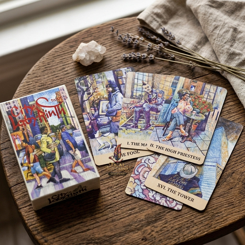 City Labyrinth Tarot Deck - Urban New York 2000s Life Pen-Art Edition Hand-Drawn by Dmytro Ryzhak for Intuitive Readings, Modern Divination & Tarot Collectors