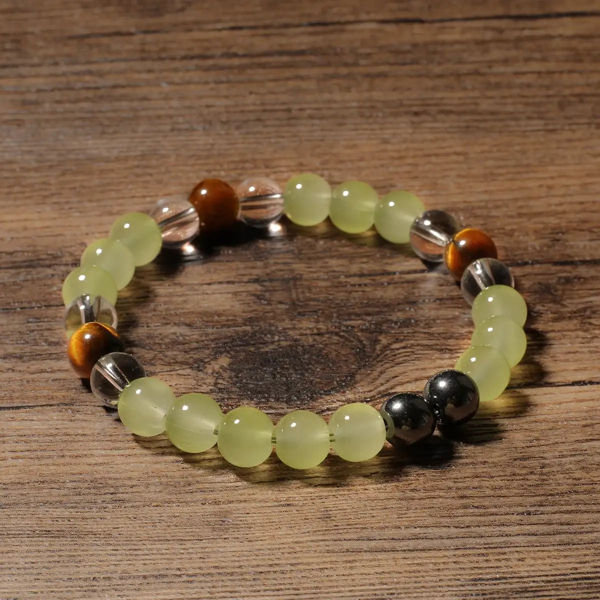 🐅 Classic Natural Stone Tiger’s Eye & White Crystal Beaded Bracelet – Unisex Jewelry | Perfect Birthday & Christmas Gift for Friends
