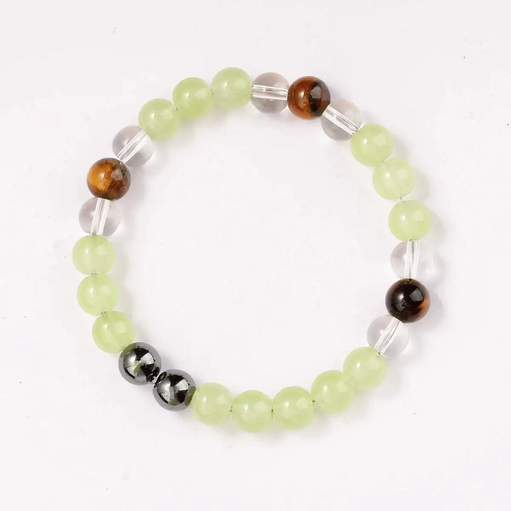 🐅 Classic Natural Stone Tiger’s Eye & White Crystal Beaded Bracelet – Unisex Jewelry | Perfect Birthday & Christmas Gift for Friends