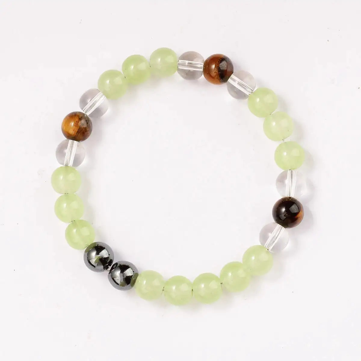 🐅 Classic Natural Stone Tiger’s Eye & White Crystal Beaded Bracelet – Unisex Jewelry | Perfect Birthday & Christmas Gift for Friends