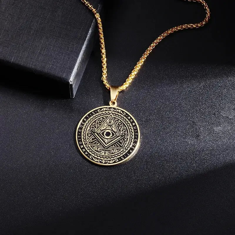 👁️ Classic Retro All Seeing Eye Pendant Necklace – Masonic Symbolism | Stainless Steel | Ancient Egypt Inspired | Unisex Spiritual Jewelry | Protection & Insight Amulet