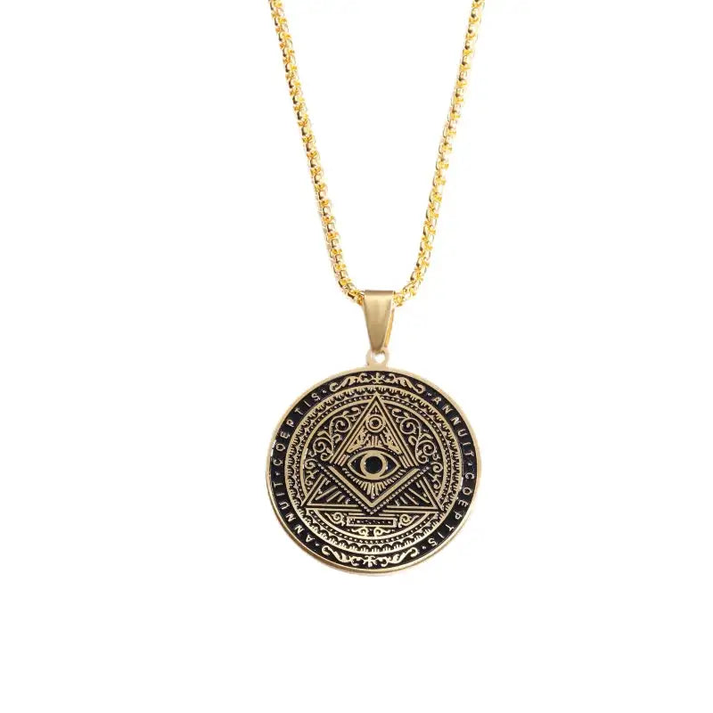 👁️ Classic Retro All Seeing Eye Pendant Necklace – Masonic Symbolism | Stainless Steel | Ancient Egypt Inspired | Unisex Spiritual Jewelry | Protection & Insight Amulet