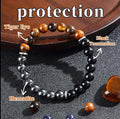 ✨ Classy Natural Stone Tiger's Eye & Obsidian Beaded Bracelet – Elegant Black Jewelry for Men – Perfect Brother Christmas Gift & Pulseras Mujer