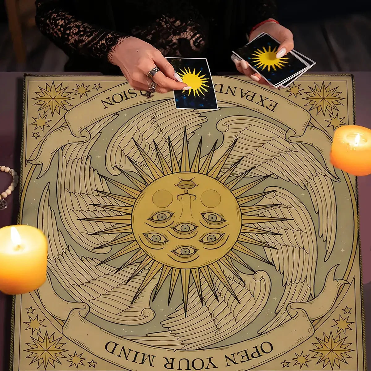 🌟 Complete Tarot Set – Tree of Life MoonTarot Storage Pouch and Mystical Flowers & Plants Tarot Tablecloth for Divination & Astrology