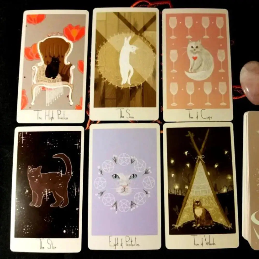 Considerate Cat Tarot Deck – 78 Cards | Whimsical Cat-Themed Art Inspired by Rescue Cat Stories | Compact 10.3 x 6 cm