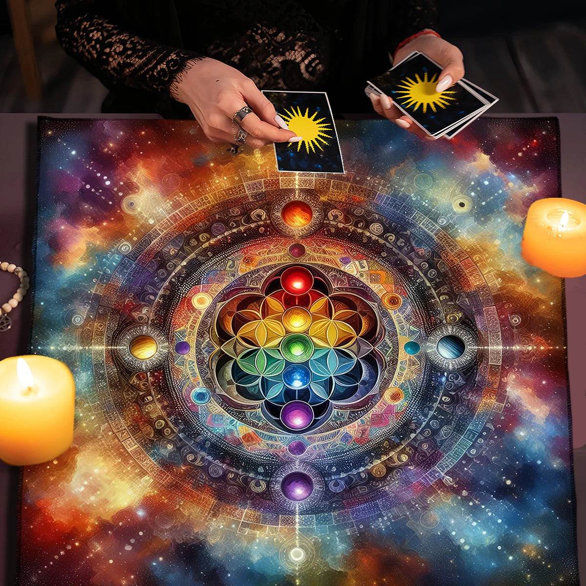 Psychedelic Tarot Cloth - Soft Divination Altar for Astrology