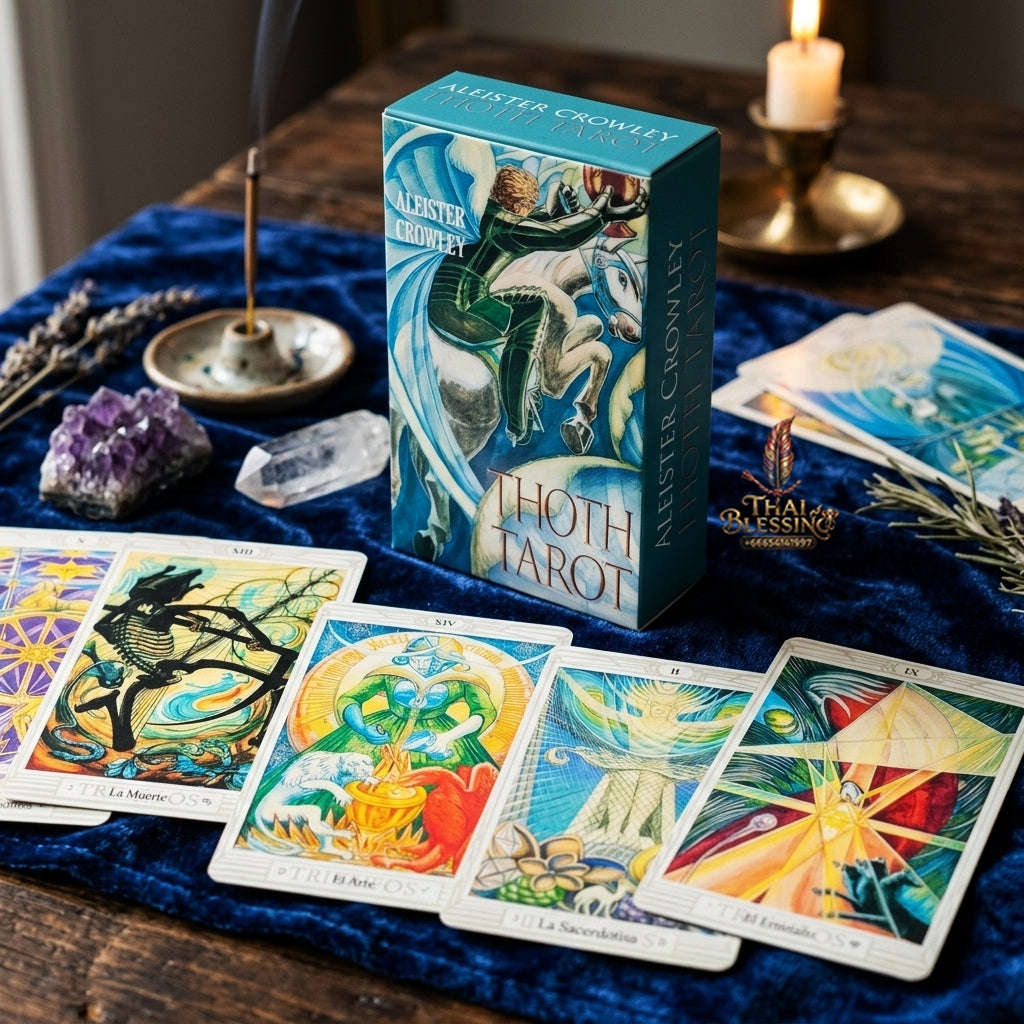 Crowley Thoth Tarot Deck (78 Pcs Esoteric Masterpiece Edition) - 10.3x6cm Occult Divination Cards by Aleister Crowley & Lady Frieda Harris for Intuitive Readings & Collectors