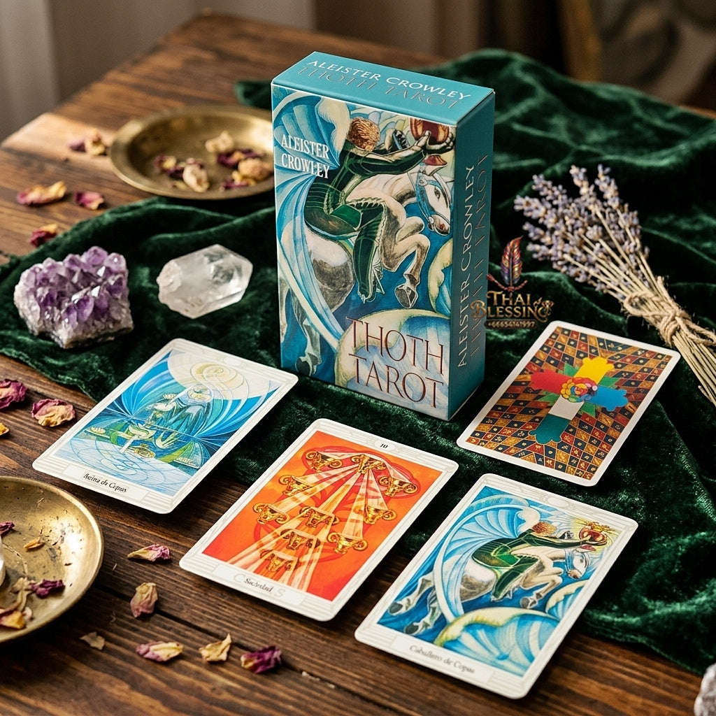 Crowley Thoth Tarot Deck (78 Pcs Esoteric Masterpiece Edition) - 10.3x6cm Occult Divination Cards by Aleister Crowley & Lady Frieda Harris for Intuitive Readings & Collectors