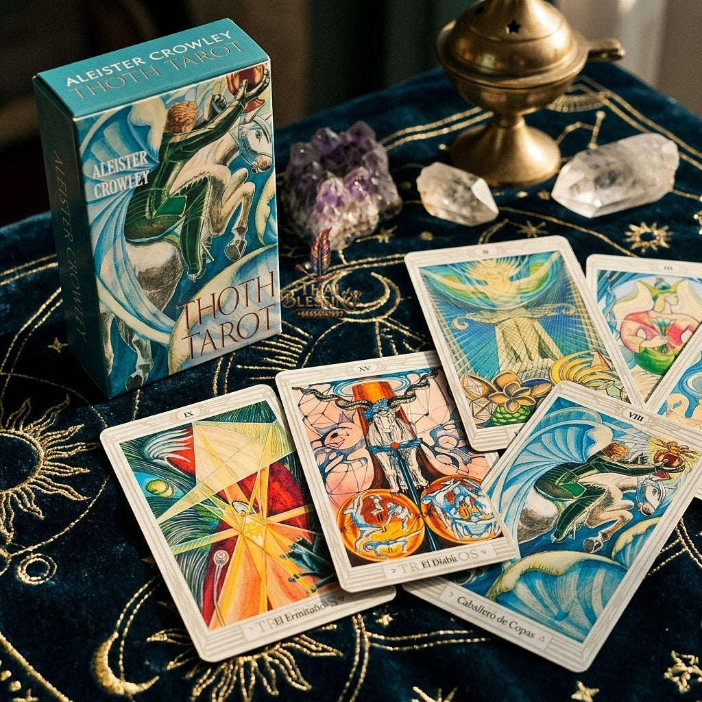 Crowley Thoth Tarot Deck (78 Pcs Esoteric Masterpiece Edition) - 10.3x6cm Occult Divination Cards by Aleister Crowley & Lady Frieda Harris for Intuitive Readings & Collectors