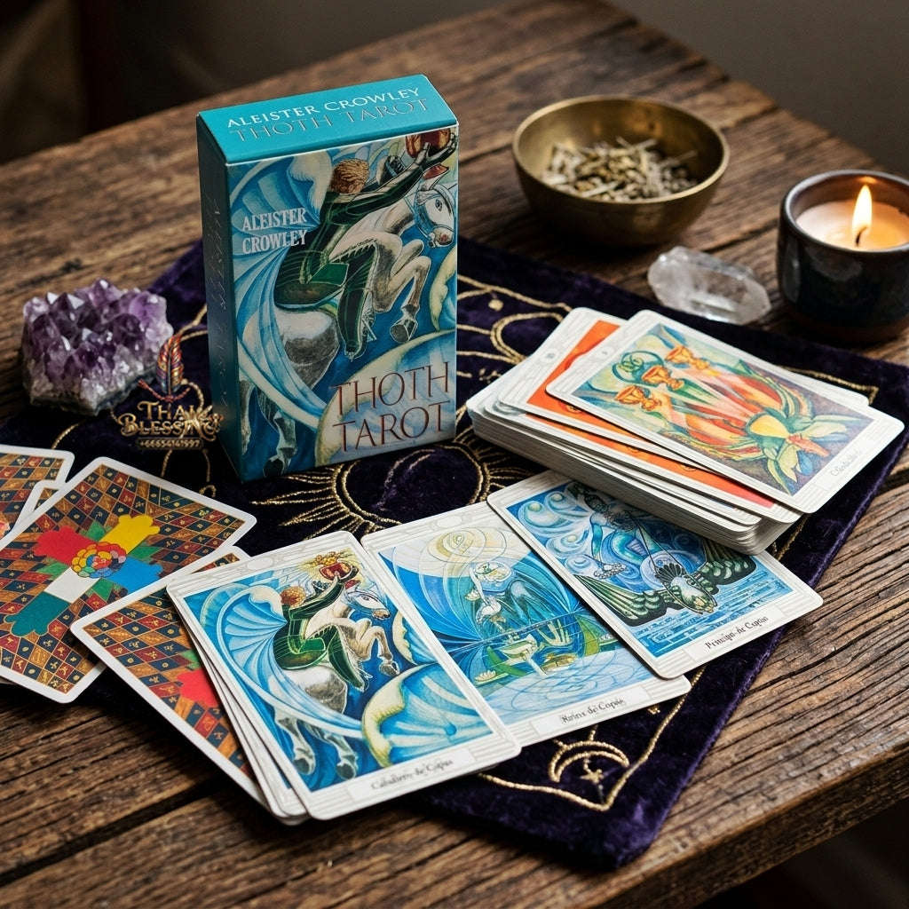 Crowley Thoth Tarot Deck (78 Pcs Esoteric Masterpiece Edition) - 10.3x6cm Occult Divination Cards by Aleister Crowley & Lady Frieda Harris for Intuitive Readings & Collectors