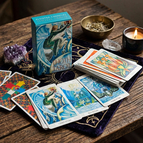 Crowley Thoth Tarot Deck (78 Pcs Esoteric Masterpiece Edition) - 10.3x6cm Occult Divination Cards by Aleister Crowley & Lady Frieda Harris for Intuitive Readings & Collectors Thai Blessing Co By RURUECHA