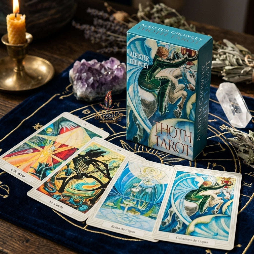 Crowley Thoth Tarot Deck (78 Pcs Esoteric Masterpiece Edition) - 10.3x6cm Occult Divination Cards by Aleister Crowley & Lady Frieda Harris for Intuitive Readings & Collectors