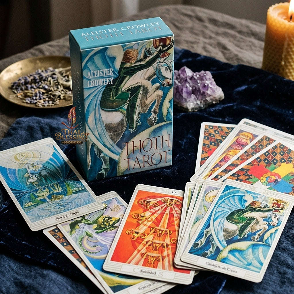 Crowley Thoth Tarot Deck (78 Pcs Esoteric Masterpiece Edition) - 10.3x6cm Occult Divination Cards by Aleister Crowley & Lady Frieda Harris for Intuitive Readings & Collectors