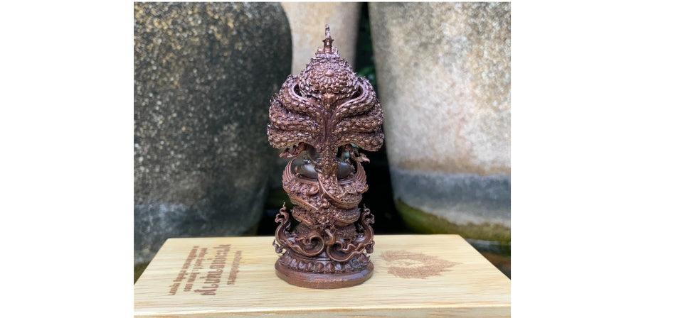 🐍 Phra Nak Prok "Phuttha Nuphap" Statue: 3-Inch Car Altar Size – Wild Copper (Maha Chanuan) – Ultimate Protection & Saturday Buddha