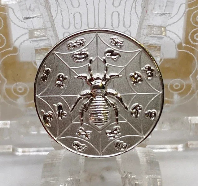 Spider Wealth Coin Amulet by Kruba Baeng | Ultimate Token for Fortune and Prosperity