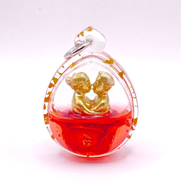 Inn-Koo Saen Ha Amulet for Love & Charm by Ajarn Nong - Empower Your Heart with this Powerful Amulet Thongthip-red enamel