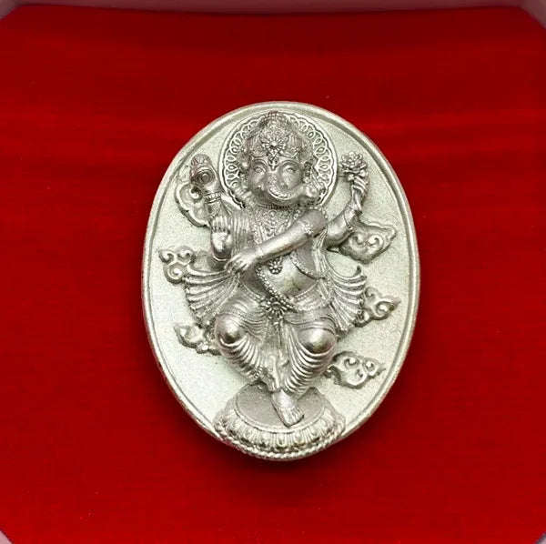 🪙 “Dancing Ganesha Nataraja Medal” – 2.5 x 3 cm Metta, Creativity & Success Amulet, “Meta Mahamongkol” Edition, Wat Phikun Thong (B.E. 2565) Satin silver plating